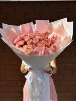 Букет гигант из кустовой пионовидной розы «Розовое счастье №4» — фото 3